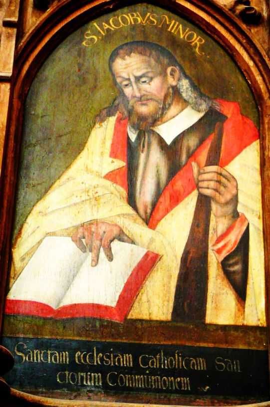 Jacobus de Mindere (Minor) met onderschrift: 'Sanctam ecclesiam catholicam Sanctorum communionem' (De Heilige katholieke kerk de gemeenschap van de heiligen) .