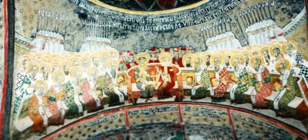 4e Oecumenische Concilie te Chalcedon (451) met keizer Marcianus (450-458) en zijn vrouw, keizerin Pulcheria, als voorzitter.