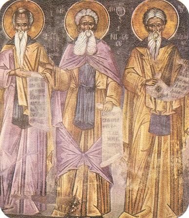 Illustratie Van links naar rechts: St.Theodossios, St. Arsenios, St. Joh. Kolovos.