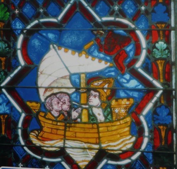 Samson steekt de zee over. [in: Frankrijk, Bretagne, Mont-Dol, St-Pierre].