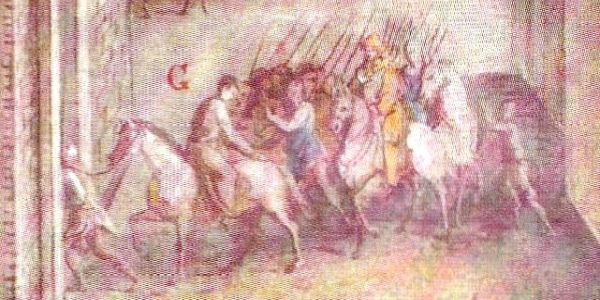 ''Priesters werden - soms in hun liturgische gewaden, soms achterstevoren op een paard - publiekelijk naar de gevangenis gevoerd.' Hoewel deze afbeelding stamt van vóór de tijd van Pater Cansfiled, kan zijtoch dienen als een illustratie van de barre omstandigheden waaronder gearresteerde RK priesters te lijden hadden in het fanatieke Engeland van de 16e, 17e en 18e eeuw.