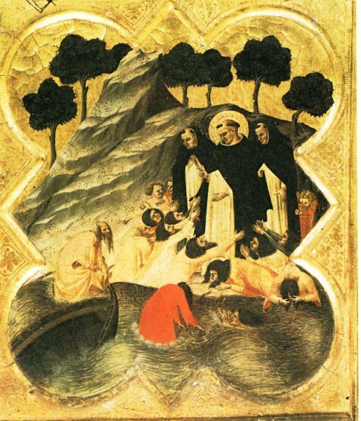 Ze worden gered door Sint Dominicus. vóór 1365, Francesco Traini, paneelschildering Italië, Pisa, Museum