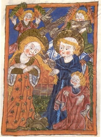 Franciscus snijdt Clara de haren af.