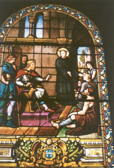 St Armel wijst koning Childebert op de zorg voor zieken en armen.