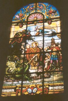 Sint Armel verdrijft de draak.