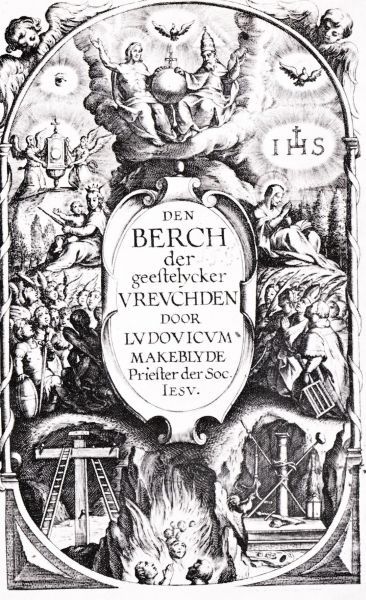 Titelpagina van 'Den Bergh der geestelycker Vreuchden', verschenen te Antwerpen in 1618.