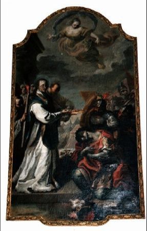 Bernardus van Clairvaux dwingt de weerspannige hertog met de H. Hostie op de knieën.