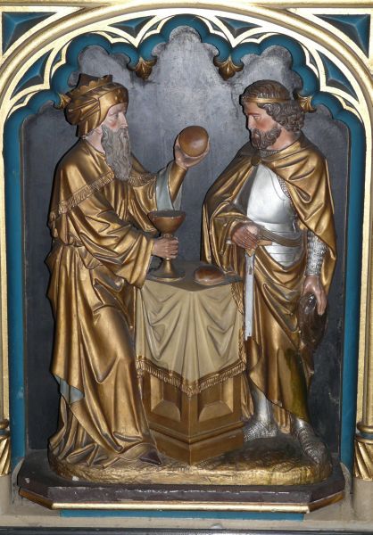 Abraham brengt een offer naar de priester-koning Melchisedek.