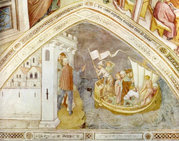 Augustinus vertrekt per schip uit Carthago naar Italië.