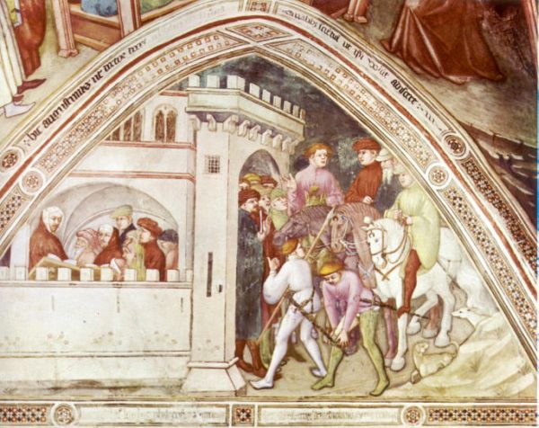 Augustinus vindt in Rome onthaal en geeft er les (links).