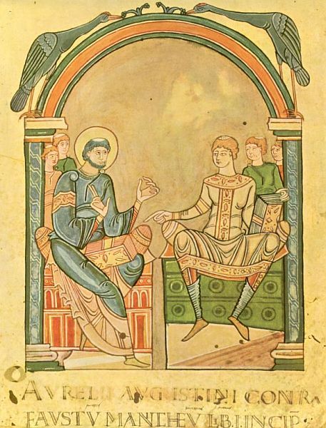 Augustinus in gesprek met de Manicheeër Faustinus.
