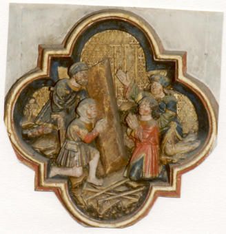 Paneel. Keizerin Helena graaft lijk van Johannes de Doper op.