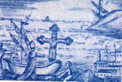Het schip drijft vanzelf naar de haven van Lucca; de bisschop kan ongehinderd aan boord.