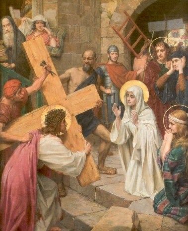 4) Maria ontmoet Jezus met zijn kruis.