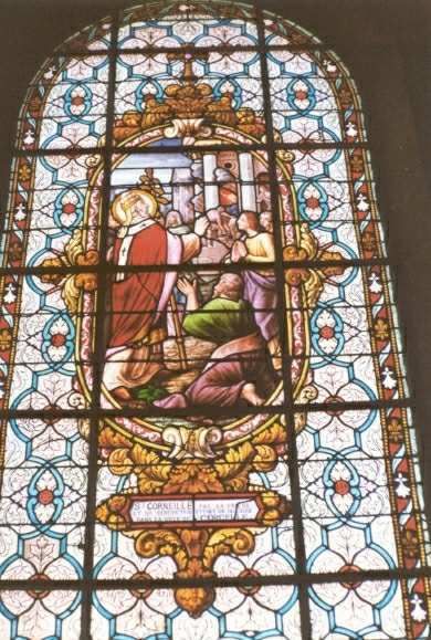 Sint Cornély van Bretagne (alias Cornelius Paus) blust een brand inCorcelle.