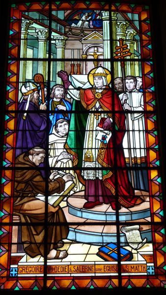 'Gregorius vii wijdt in Salerno een kerk toe aan Sint Matteus'.
