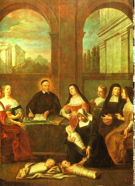 De vergadering met de weldoensters die het vondelingenwerk wilden opgeven