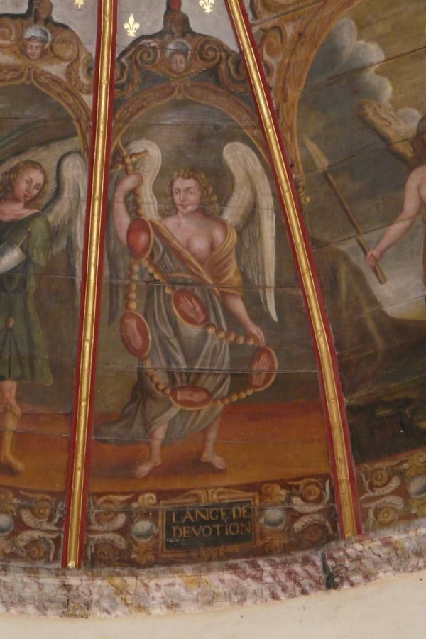 'L'ange de devotion' De engel van de devotie Met rozenkrans en vijf kruiswonden van Jezus.