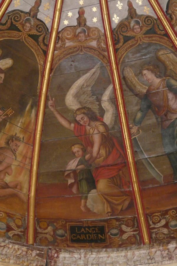 'L'ange gardien' (engelbewaarder of beschermengel). De engel behoedt mij voor iets angstigs beneden en wijst mij naar de hemel. Daar ligt mijn levensoriëntatie.