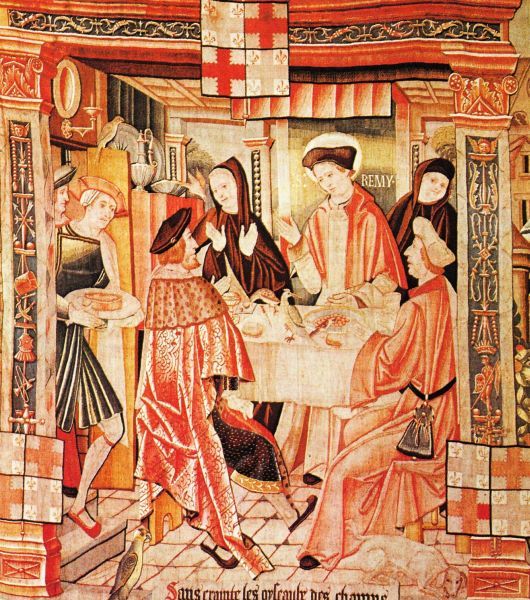 Mussen eten van Remigius' tafel.