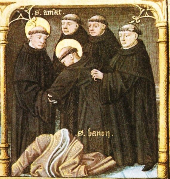 Bavo wordt door Sint Amandus ingekleed als monnik.