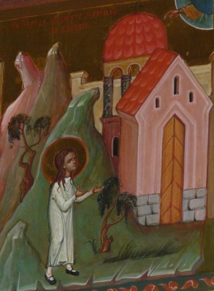 Theresia gaat als kind naar de kerk om er te bidden.