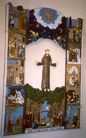 Franciscus omringd door scenes uit zijn leven.