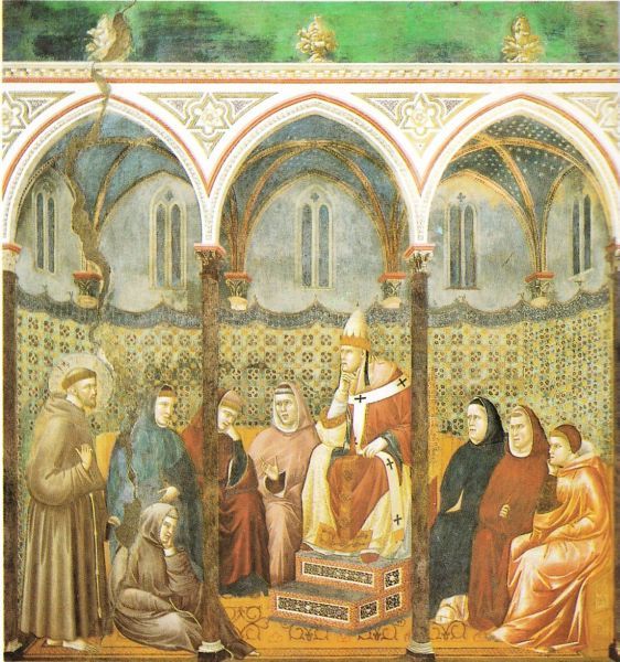 'Bij zekere gelegenheid zou hij een preek houden voor paus Honorius III († 1227) en de kardinalen. Hij was hevig in de weer geweest om een goede preek in elkaar te zetten en met veel zorg had hij die ook van buiten geleerd. Toen hij echter voor het eerbiedwaardige college stond om zijn stichtende preek te houden, herinnerde hij er zich opeens geen woord meer van en wist hij helemaal niet wat hij zeggen moest. In waarachtige nederigheid vertelde hij dit aan zijn gehoor, keerde in zichzelf en vroeg de heilige Geest om zijn genadevolle hulp. En plotseling begon hij in een rijke stroom van woorden een zo indrukwekkende en doeltreffende preek te houden dat hij de harten van die verheven mannen tot berouwvolle inkeer bracht.'