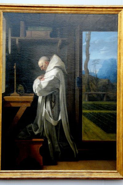 Sint Bruno in gebed verzonken.