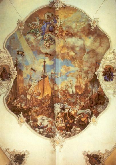 Slag bij Lepanto (7 okt 1571) waarbij Don Juan aan het hoofd van de Spaans-Italiaanse vloot de Turken versloeg.