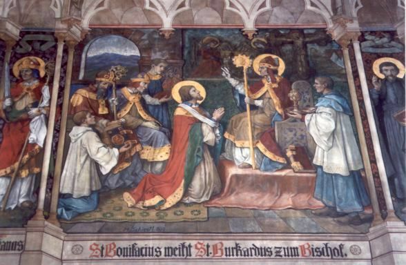 Sint Bonifatius wijdt Sint Burkhard tot bisschop.