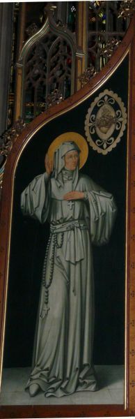 Marguerite-Marie als zieneres van het Heilig Hart.