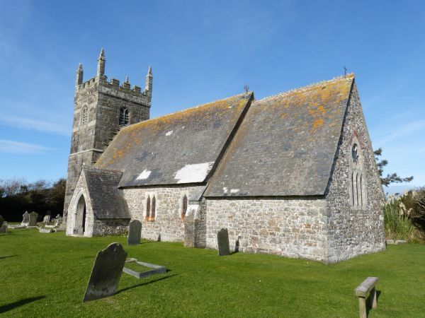 Kerkje van St-Grade nabij Rumon-Minor, Cornwall, Engeland.