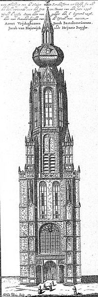 Toren Nieuwe Kerk in Delft van voor de brand in1536.