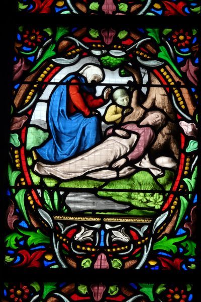 Dood van Salaün. ± 1900(?), glasschilderkunst.