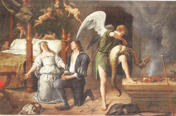 Tobias' huwelijk met Sara; rechts maakt de engel Rafaël de boze geest onschadelijk. ?