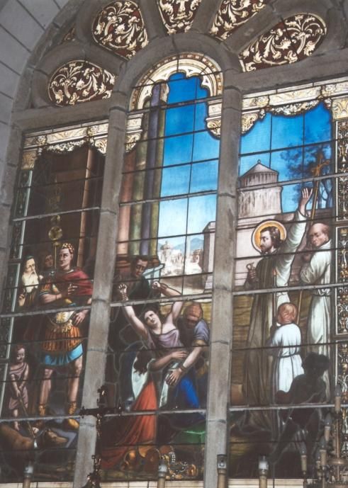 Sint Mathurin bevrijdt Maximianus' dochter van een bezetenheid in 290.