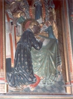 Onder toeziend oog van Petrus Canisius schrijft Stanislas verzoek om te mogen intreden bij de jezuïeten.