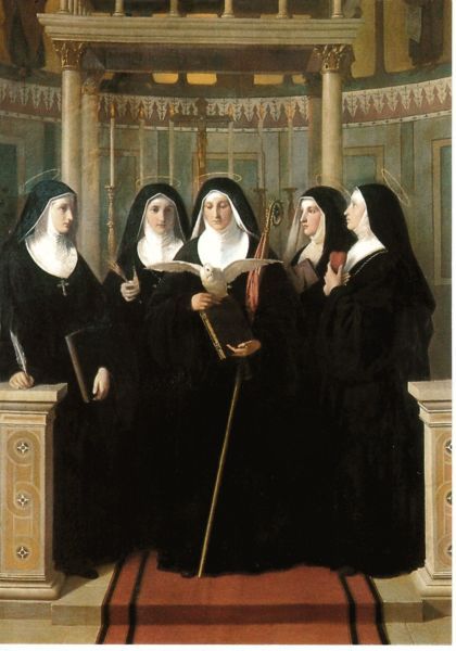 Uiterst rechts met hart in ded hand: Mechtildis.