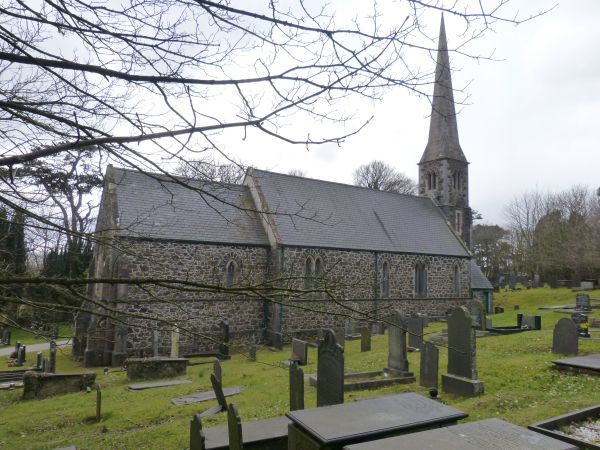 De Neo-Gotische kerk van St Gwenllwyfo in Llanwenlwyfo, Angelsy, Wales