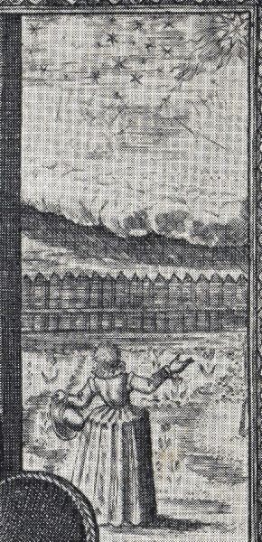 Het nachtelijk visioen bij de geboorte van Edmund. Illustratie in zijn levensbeschrijving uit 1614.