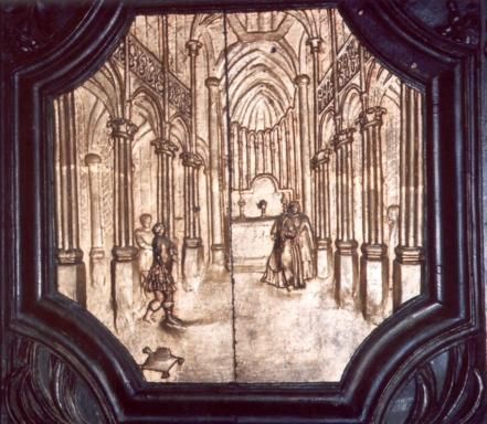 Corentin bisschop in kathedraal.