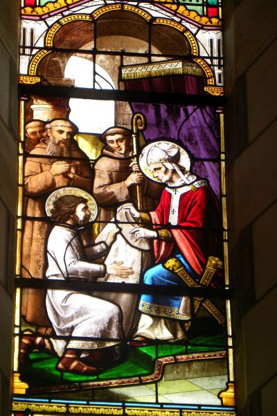 Maximinus neemt Liebhard op in de kloostergemeenschap door hem het ordeskleed te overhandigen