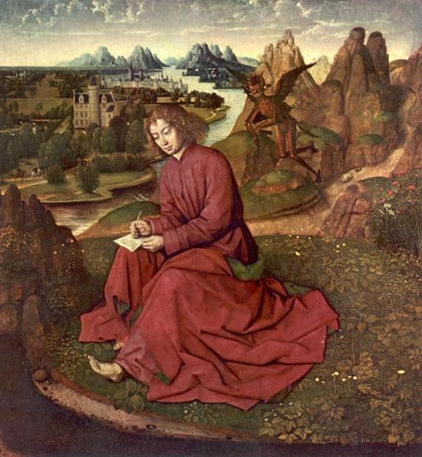 Johannes op Patmos: 'In den beginne was het woord...'.