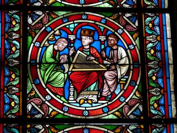 David componeert psalmen.