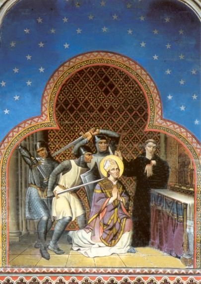 Moord op Thomas Becket in de kathedraal.